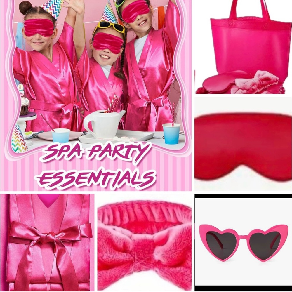 Pink Spa Party Essentials Set for Kids Size 8 - 5 Piece Set